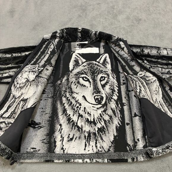 Black Mountain Black White Full Zip Fleece Sweater Jacket Men's Size Medium - Picture 3 of 10